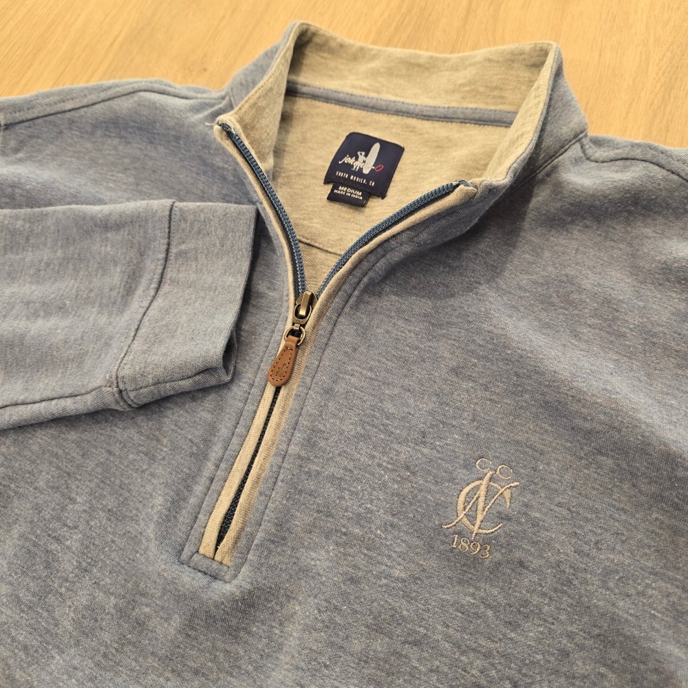 Johnnie-O Mens‎ Medium Blue Heathered Quarter Zip Pullover Sweater Golf Jacket